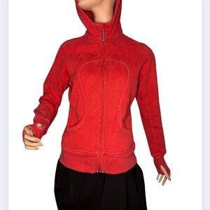 Lululemon Scuba Hoodie Size 6 Red Cotton Terry Thumbholes OG